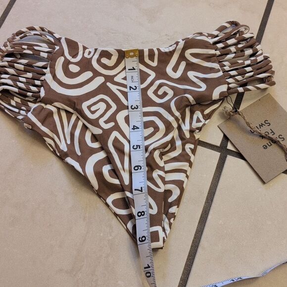 NWT Stone Fox Swim Simone Bottom In Rawhide Swirl Brown White S - Picture 6 of 10